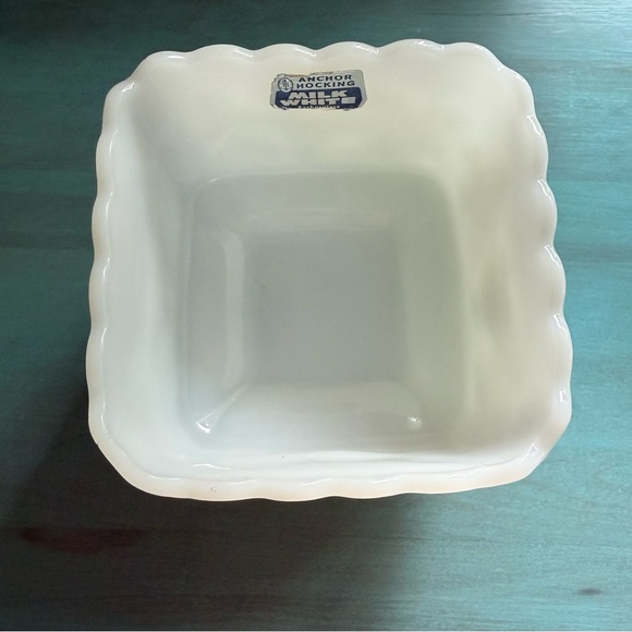 Anchor Hocking Milk Glass White Embossed Grape Design Vase Dish - Picture 2 of 11